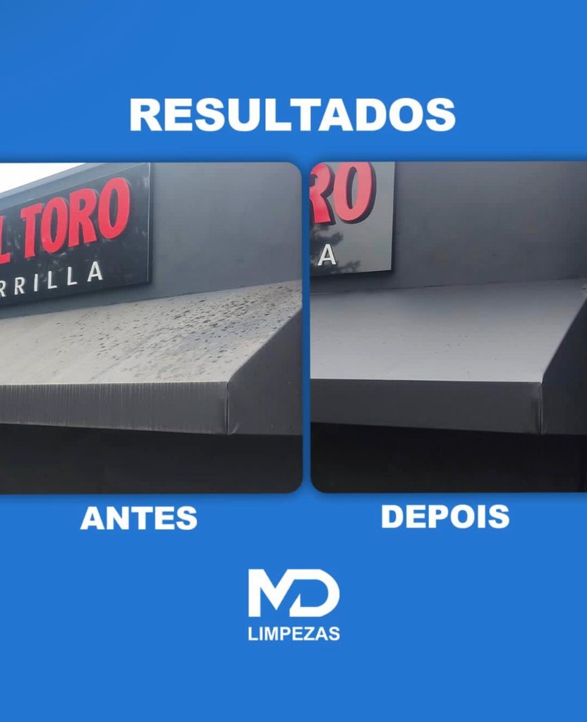 Limpeza de toldo antes e depois